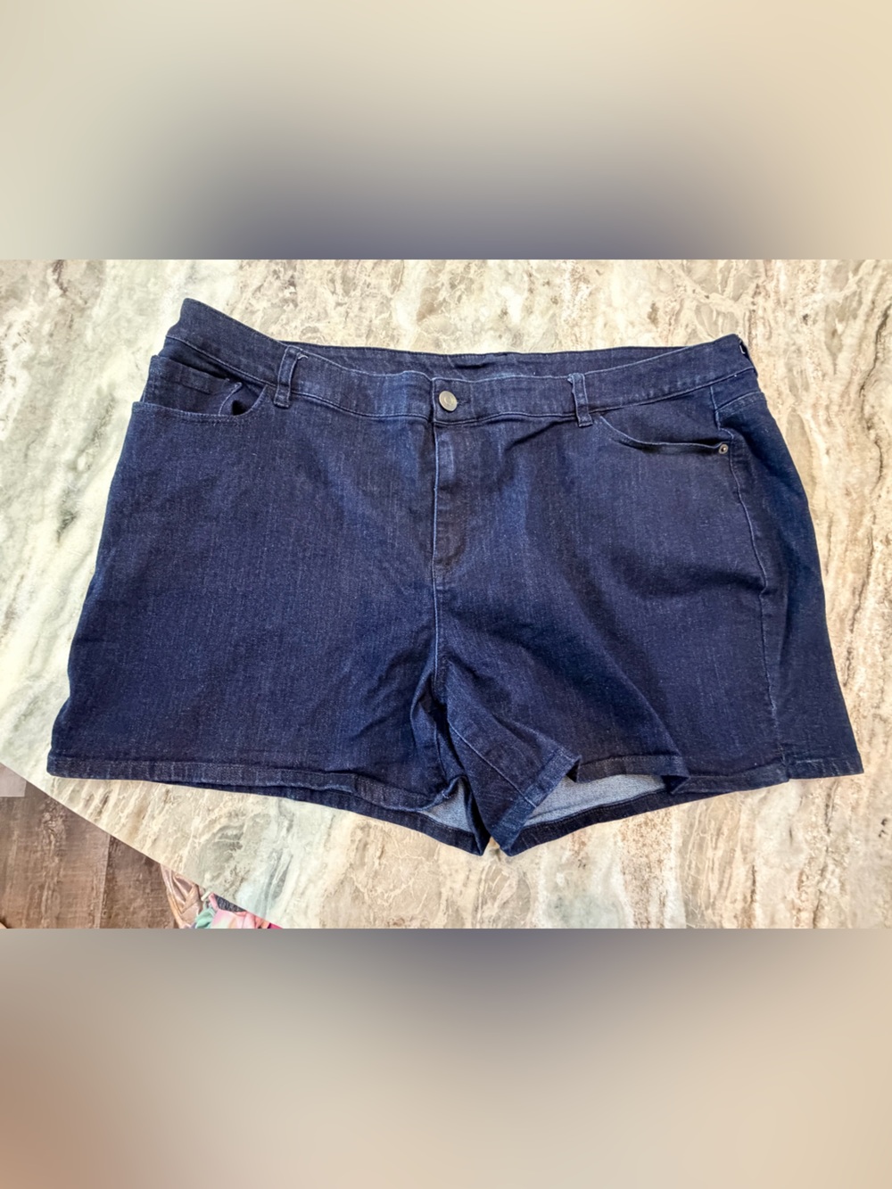 Lane Bryant Venezia Denim Shorts Size 24 Dark Wash Stretch Plus Size